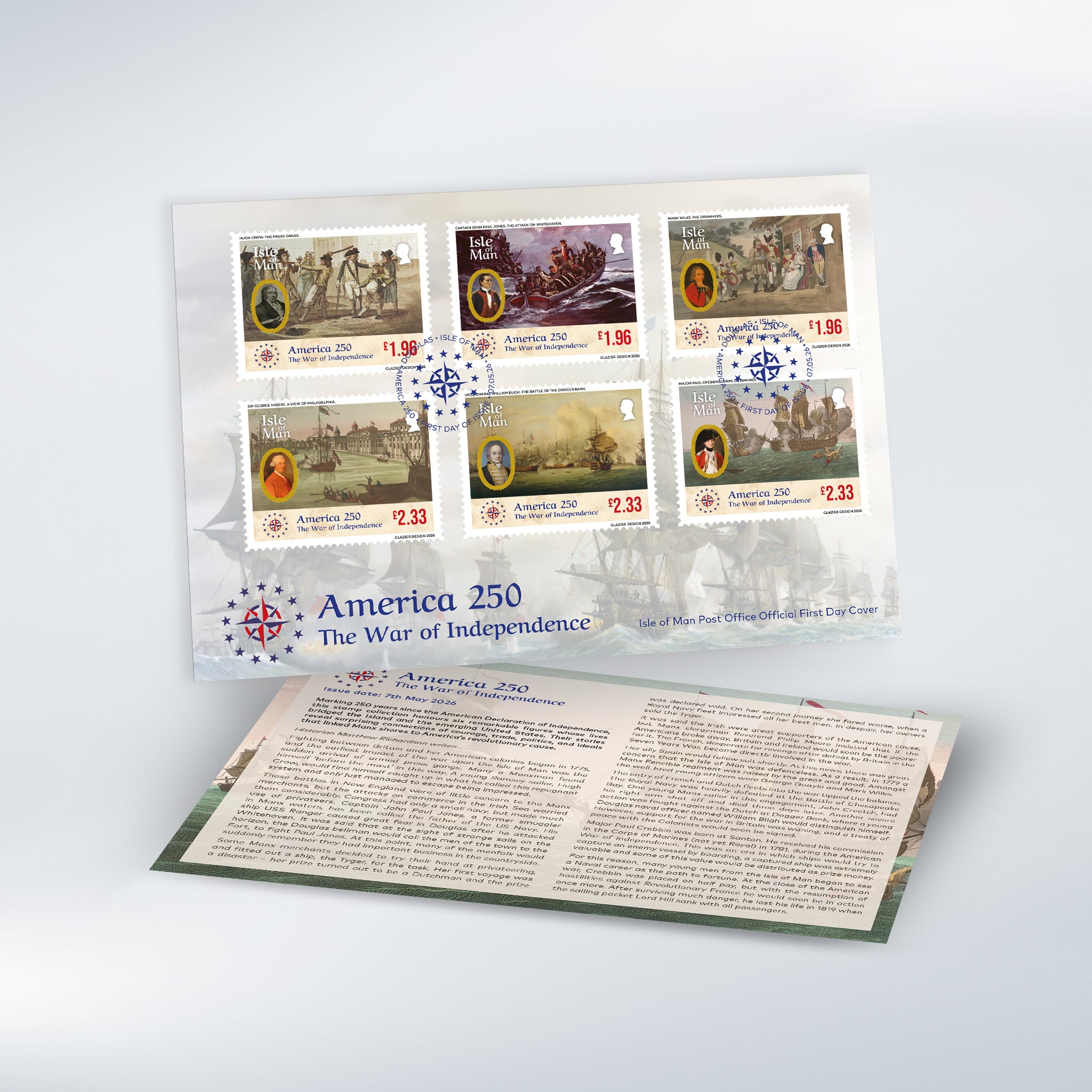 America 250! - The Isle of Man and the American War of Independence First Day Cover