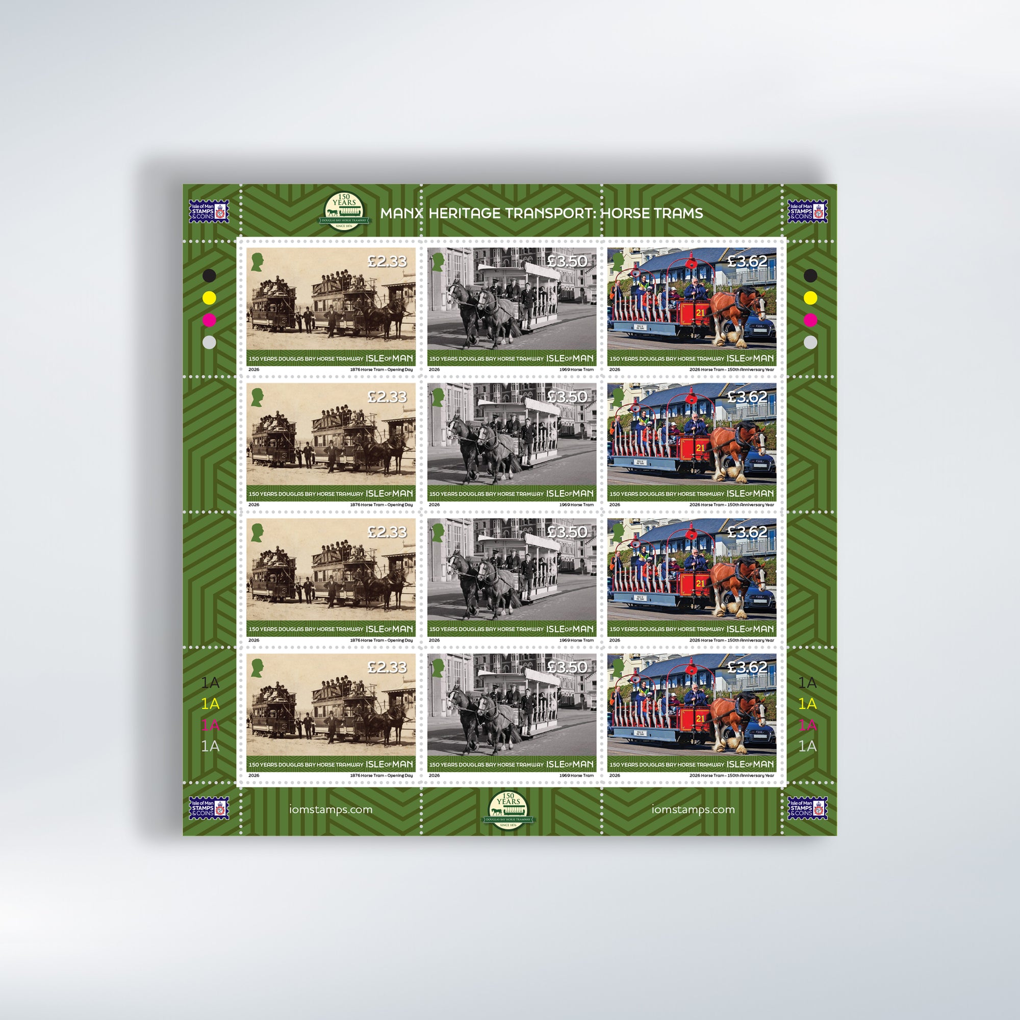 Manx Heritage Transport: Buses & Horse Trams -  Horse Tram Stamp Sheet